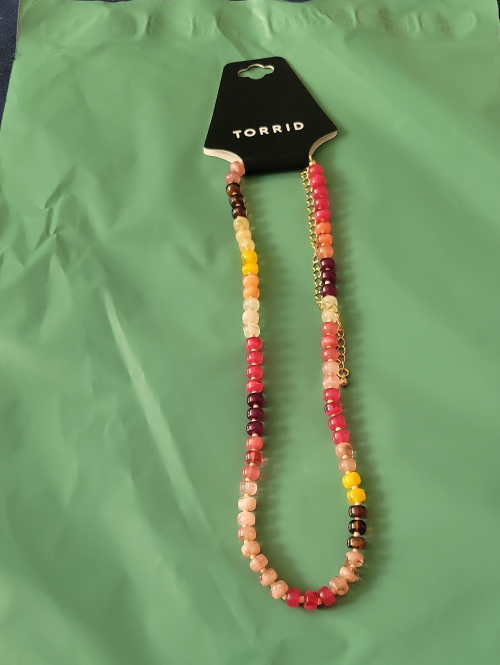 torrid Multicolor Beaded Necklace with Pink, Yellow, Brown, Cream